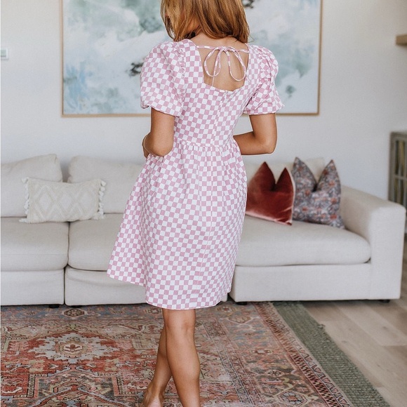 Pink and White Checkered Dress - Picture 3 of 10